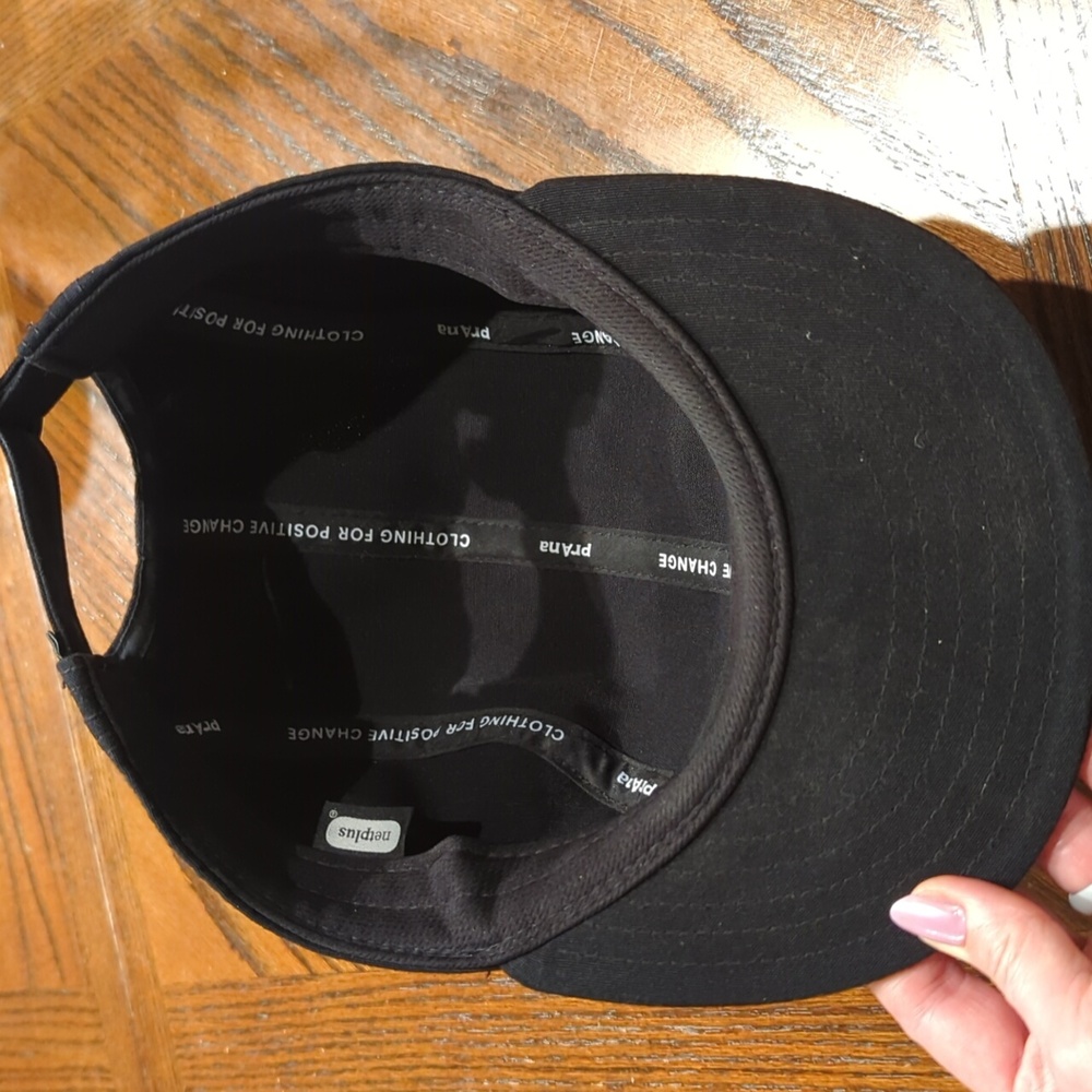 Prana 5 Panel Flatbill Hat Cap Adjustable Back Black - Picture 5 of 8